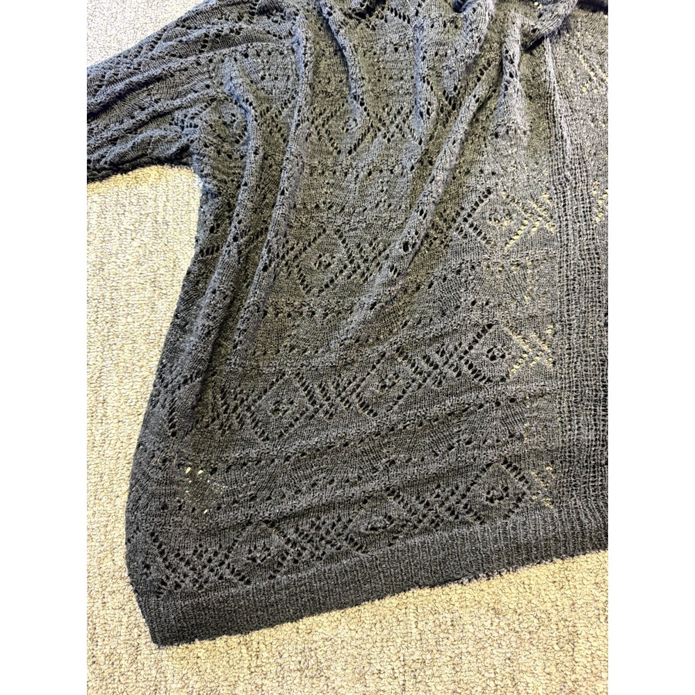 Becool Crochet Knit Cardigan Sweater Womens M/L Black Open Front Relaxed Fit - Picture 14 of 16
